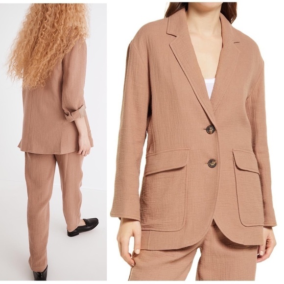 NWT MADEWELL Cotton/Linen Relaxed Fit Slouchy Textured Casual Boyfriend Blazer M - Picture 2 of 9